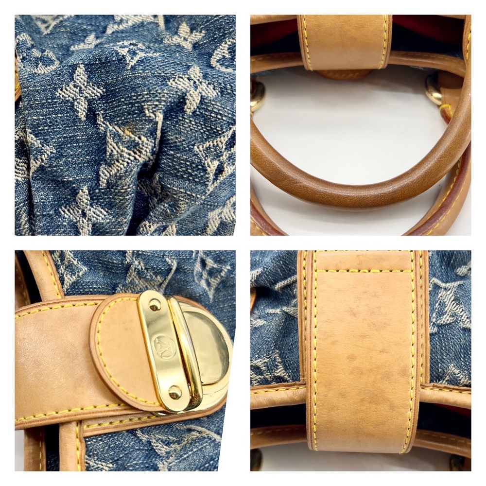 Louis Vuitton Denim Monogram Satchel with Tan Leather Trim - Picture 9 of 13